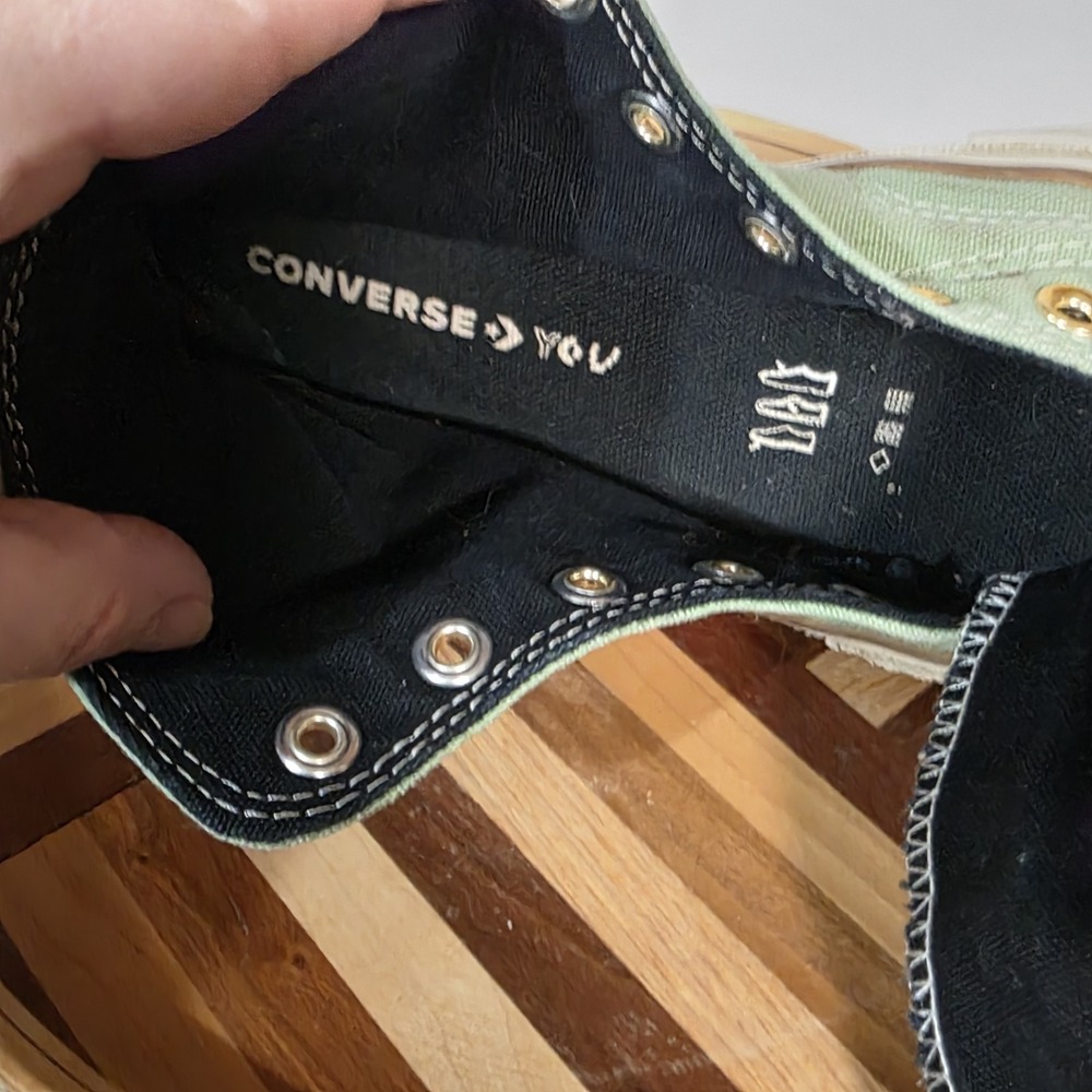 Converse Chuck Taylor All Star High Custom Green Cow 6 Mens Women's 8 No Laces - Picture 15 of 16